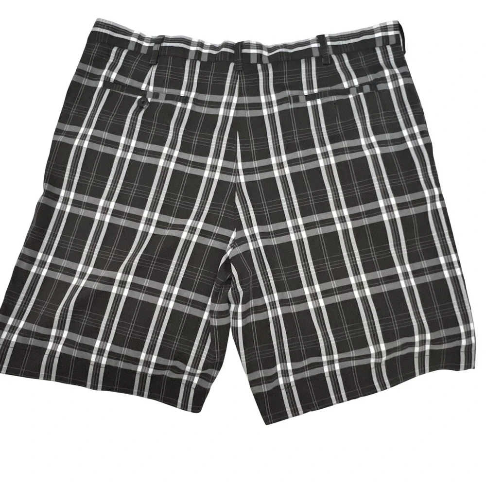 BCG Mens Plaid Performance‎ Golf Shorts Black White Grey Size 42 Stretch Active